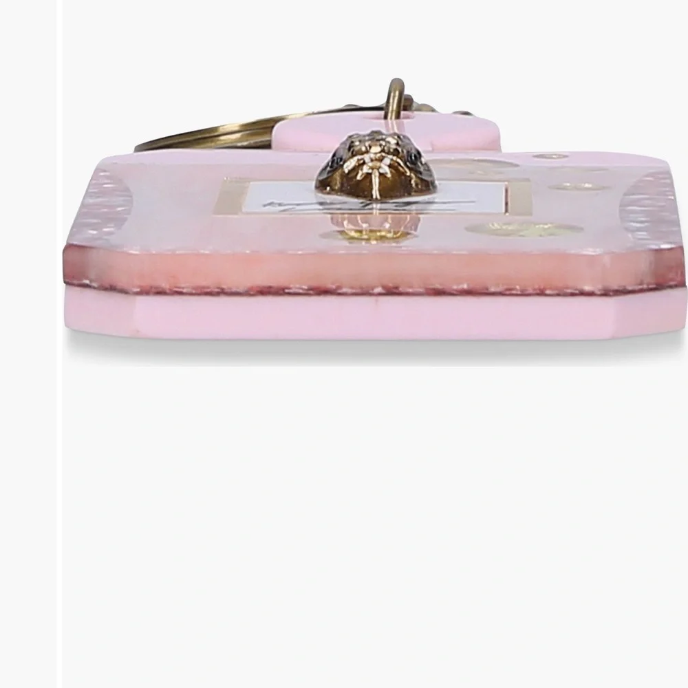 Kurt Geiger Pink and Gold glitter handbag charm accessory Key Holder Key fab